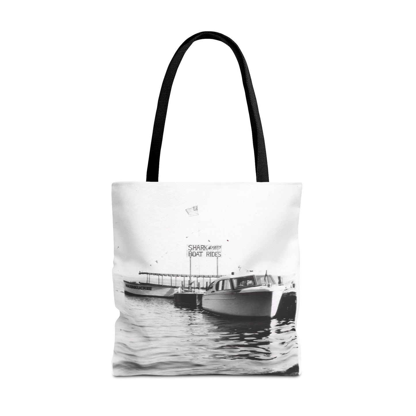 Lake Life Lake Maxinkuckee Culver Shark Boat Rides Graphic Tote Bag (AOP)