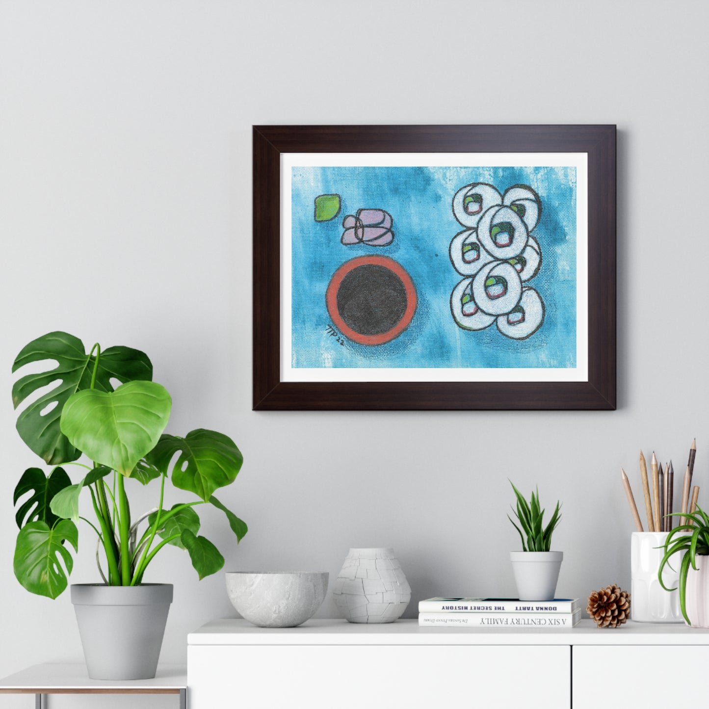 Sushi Blue Plate Special #4, California Roll Framed Horizontal Poster