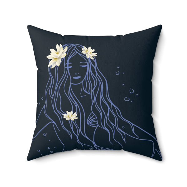 Chillax at Lake Max Drifter Mermaid Spun Polyester Square Pillow LMAX Club Hub