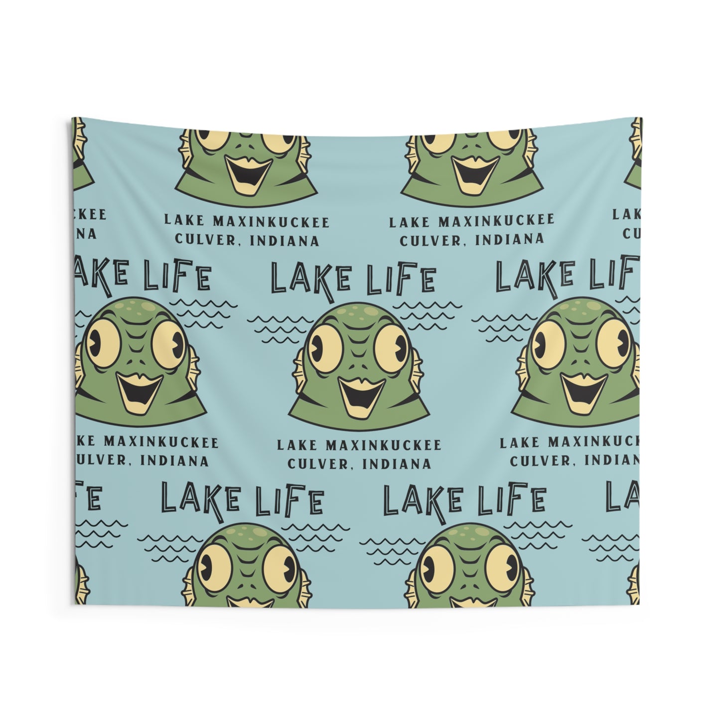 Lake Life Lake Maxinkuckee Culver Indiana Water Creature Graphic Indoor Wall Tapestries