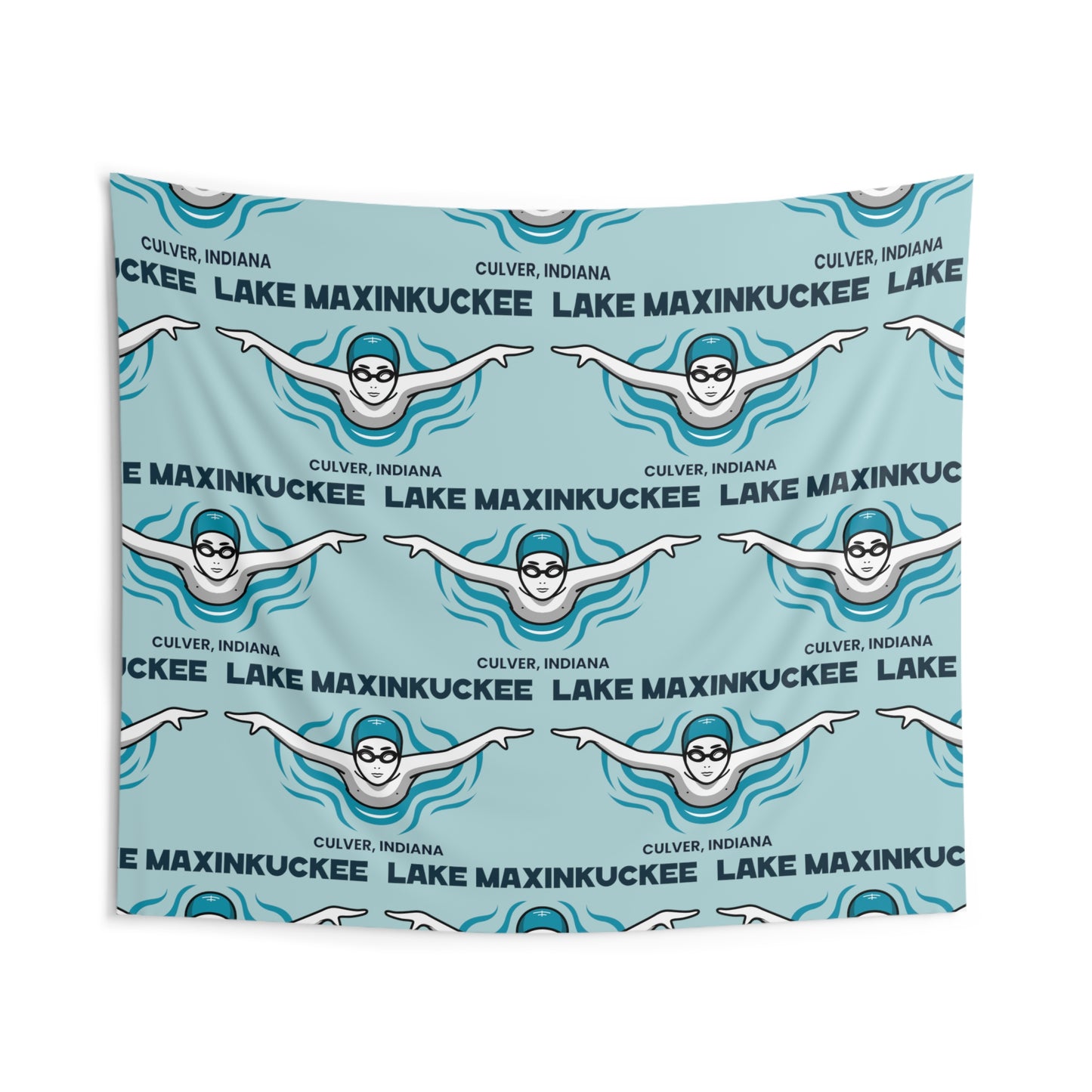 Lake Life Lake Maxinkuckee Culver Indiana Swimmer Graphic Indoor Wall Tapestries