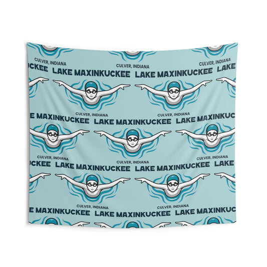 Lake Life Lake Maxinkuckee Culver Indiana Swimmer Graphic Indoor Wall Tapestries