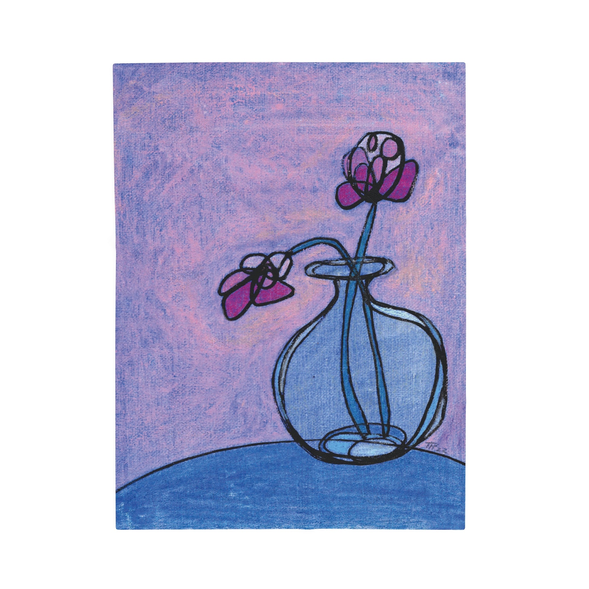 graphic of abstract flowers in glass vase