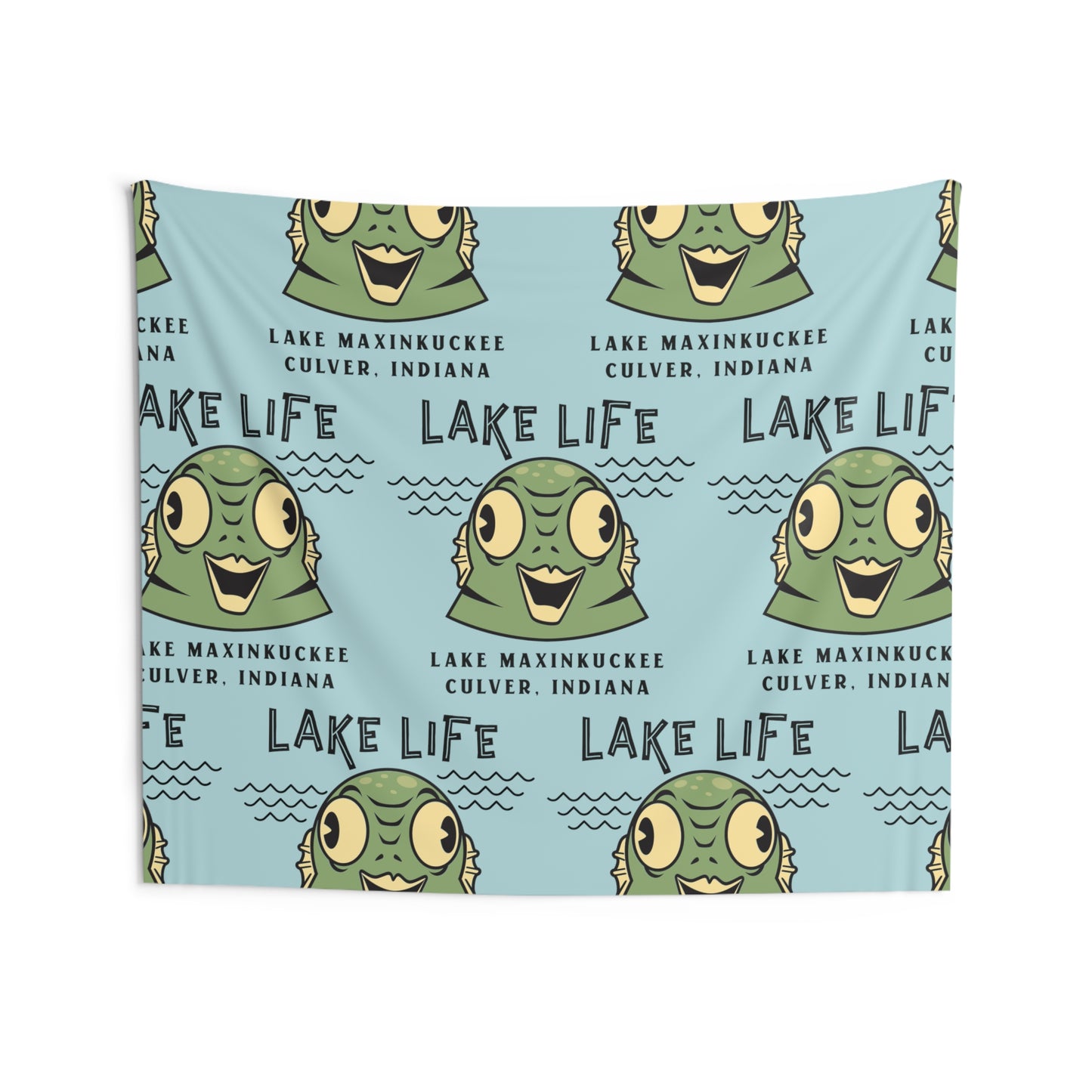 Lake Life Lake Maxinkuckee Culver Indiana Water Creature Graphic Indoor Wall Tapestries