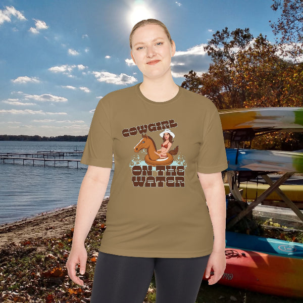  features a funny graphic of a cowgirl on a horse float ring