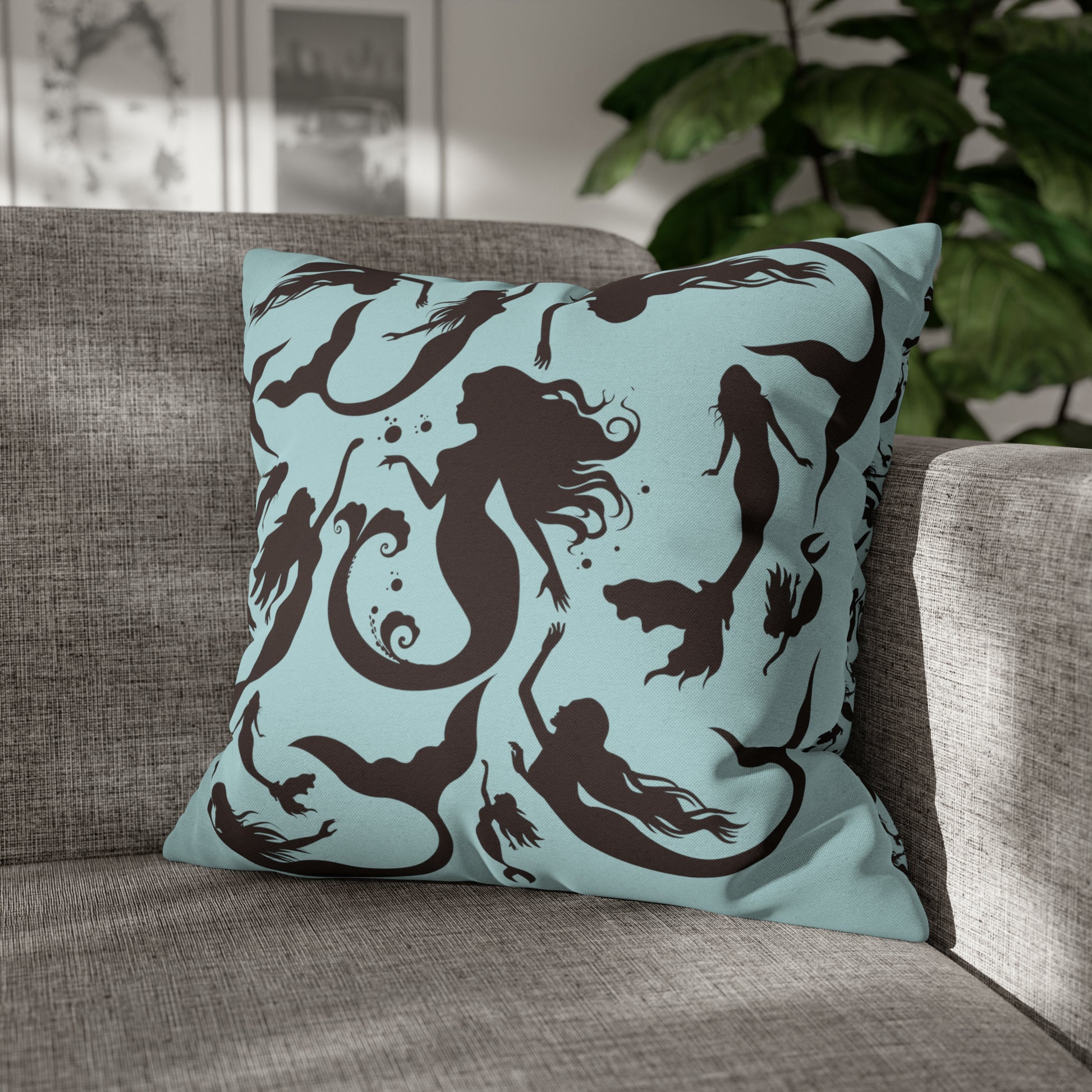 Mermaids silhouettes pillowcase