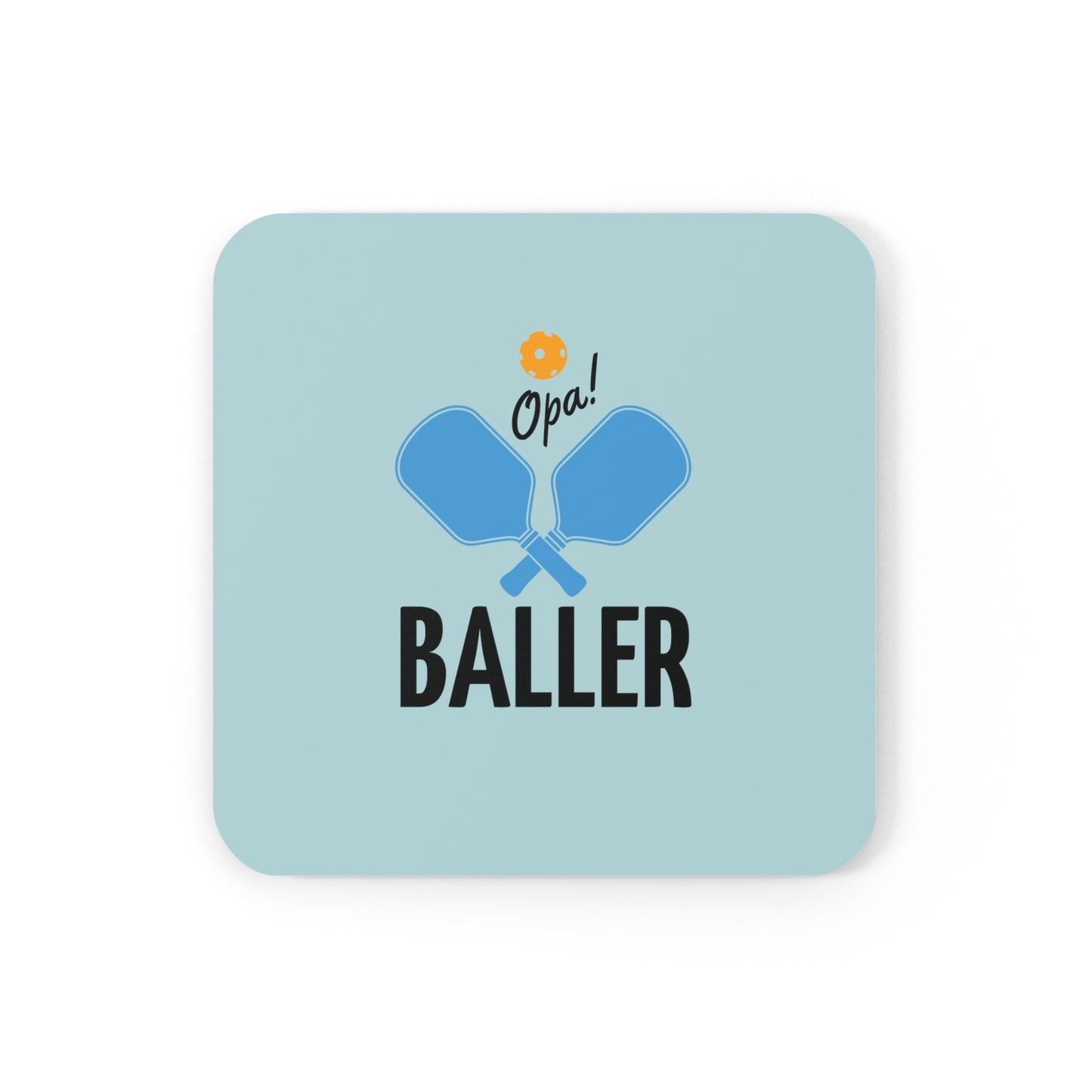 graphic of two pickleball paddles crossed with text OPA! above and BALLER underneath