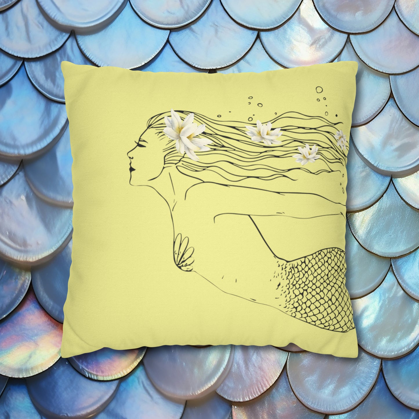 Makin' Waves at Lake Maxinkuckee Swimmer Mermaid (SUN) Spun Polyester Square Pillow Case