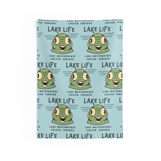 Lake Life Lake Maxinkuckee Culver Indiana Water Creature Graphic Indoor Wall Tapestries