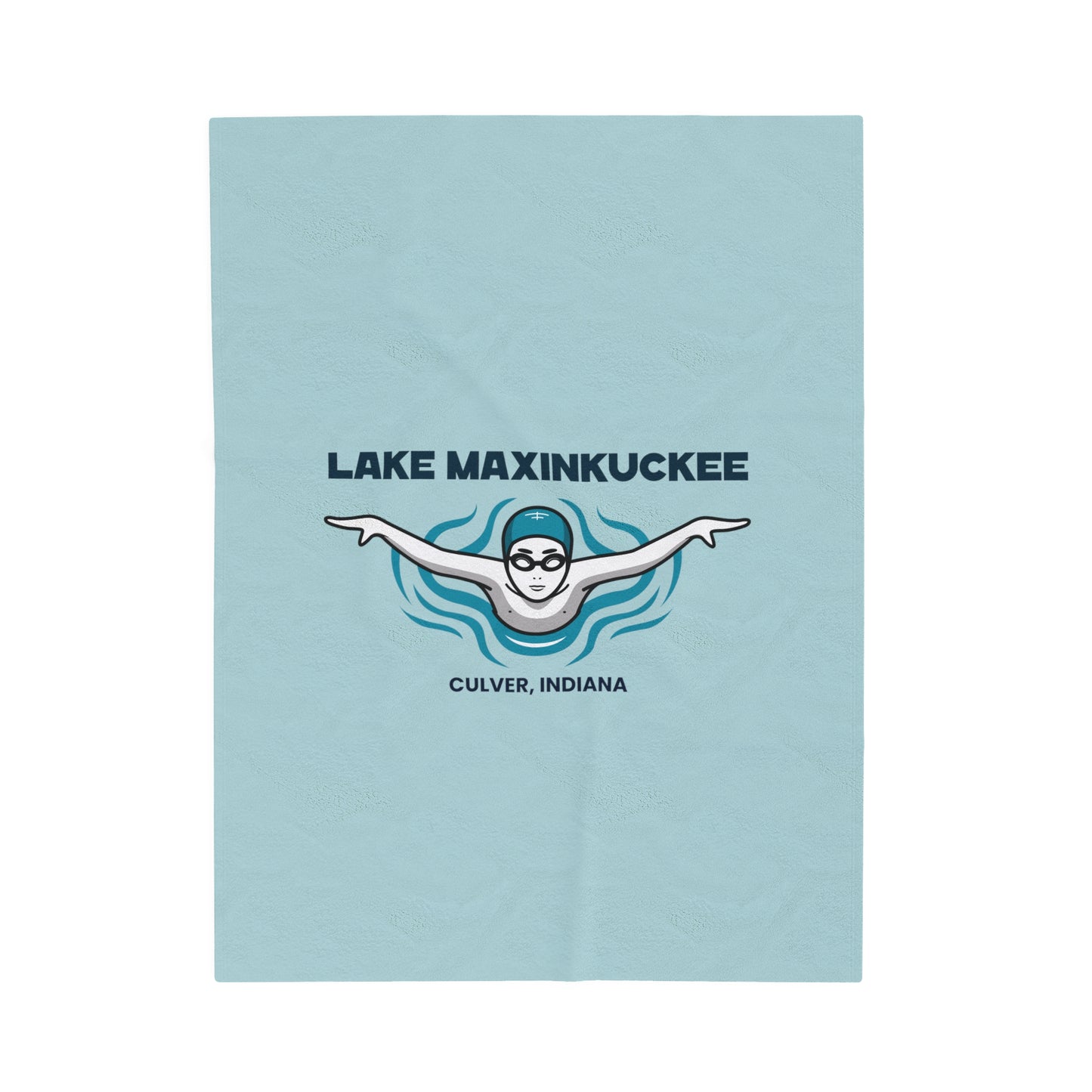 Lake Life Lake Maxinkuckee Culver Indiana Swimmer Graphic Velveteen Plush Blanket