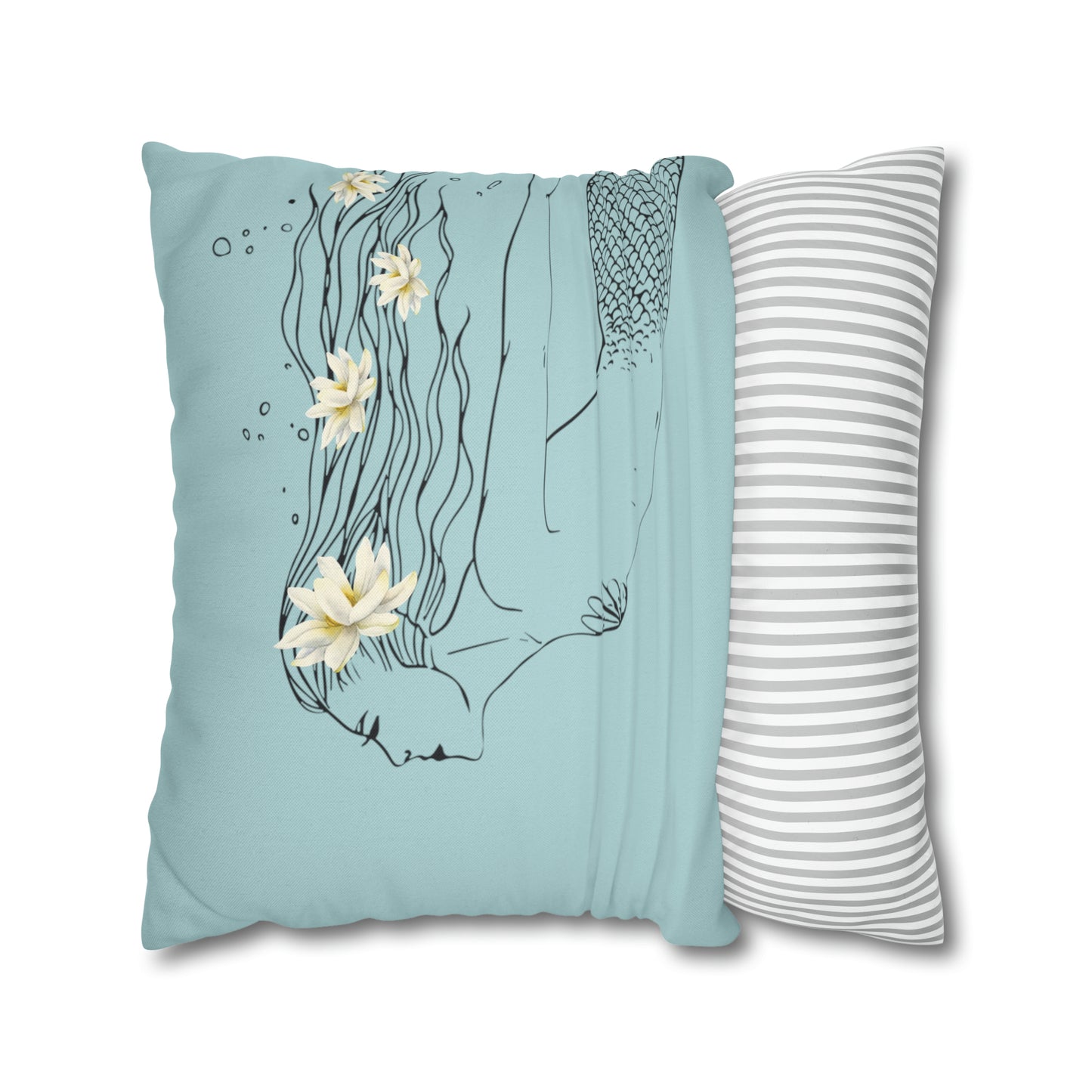 Makin' Waves at Lake Maxinkuckee Swimmer Mermaid (SKY) Spun Polyester Square Pillow Case