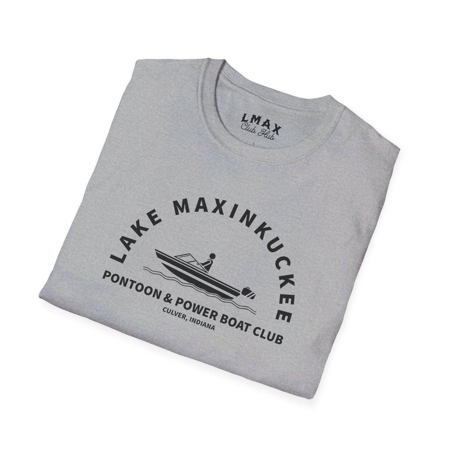 Lake Maxinkuckee Pontoon & Power Boat Club Black Print Unisex Softstyle T-Shirt