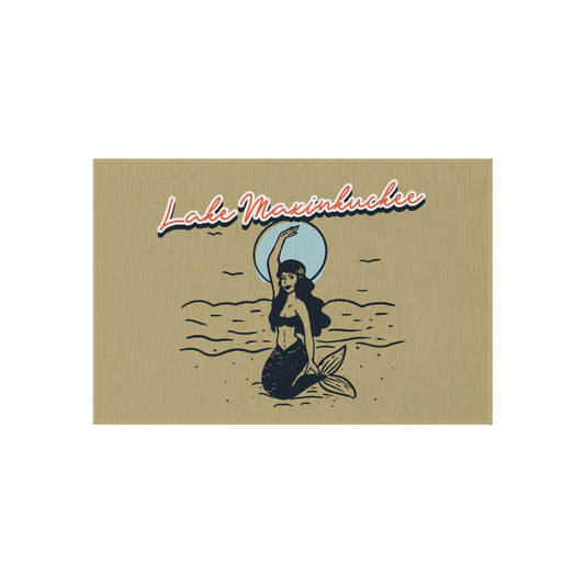 graphic of a mermaid waiving and text Lake Maxinkuckee