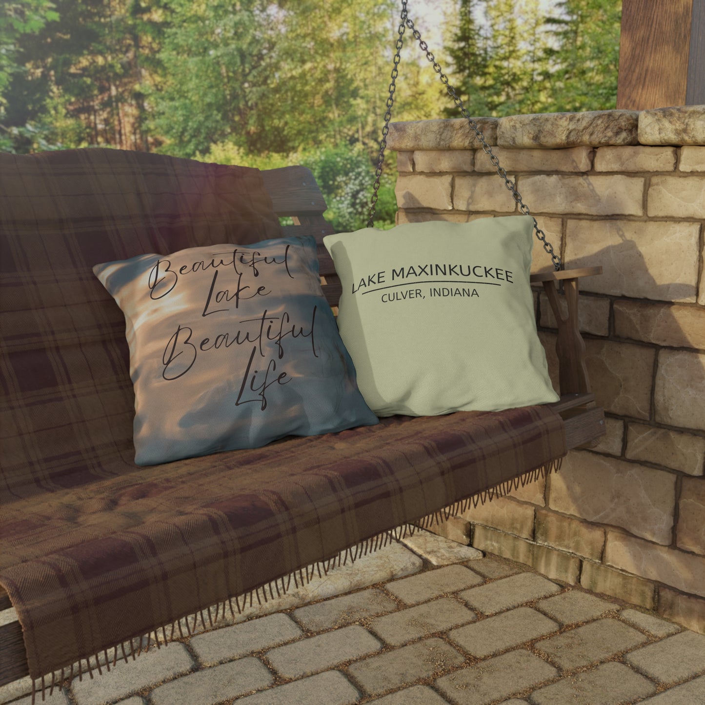 Beautiful Lake, Beautiful Life (PEBBLE) Outdoor Pillow