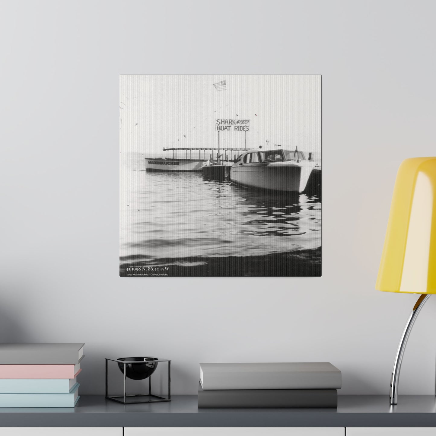 graphic of a vintage boat photo in black and white