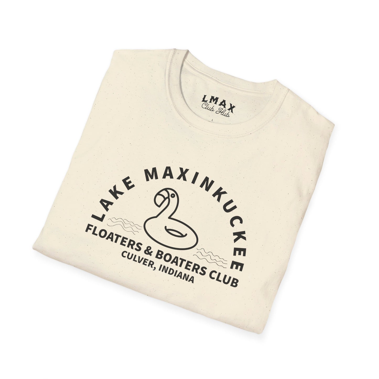 Lake Maxinkuckee Floaters & Boaters Club Black Print Unisex Softstyle Tee