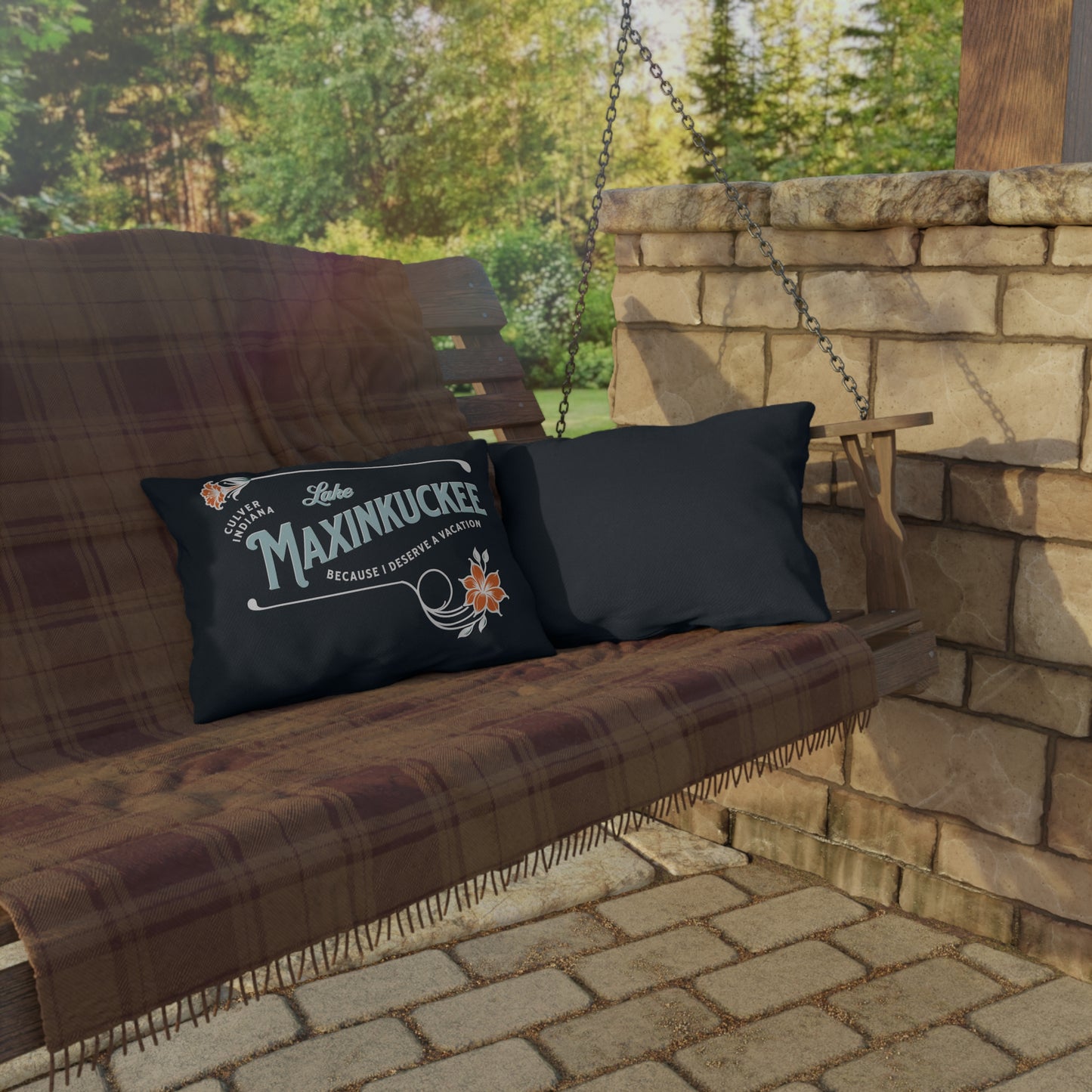 Because I Deserve a Vacation (DEEP LAKE) Outdoor Pillow