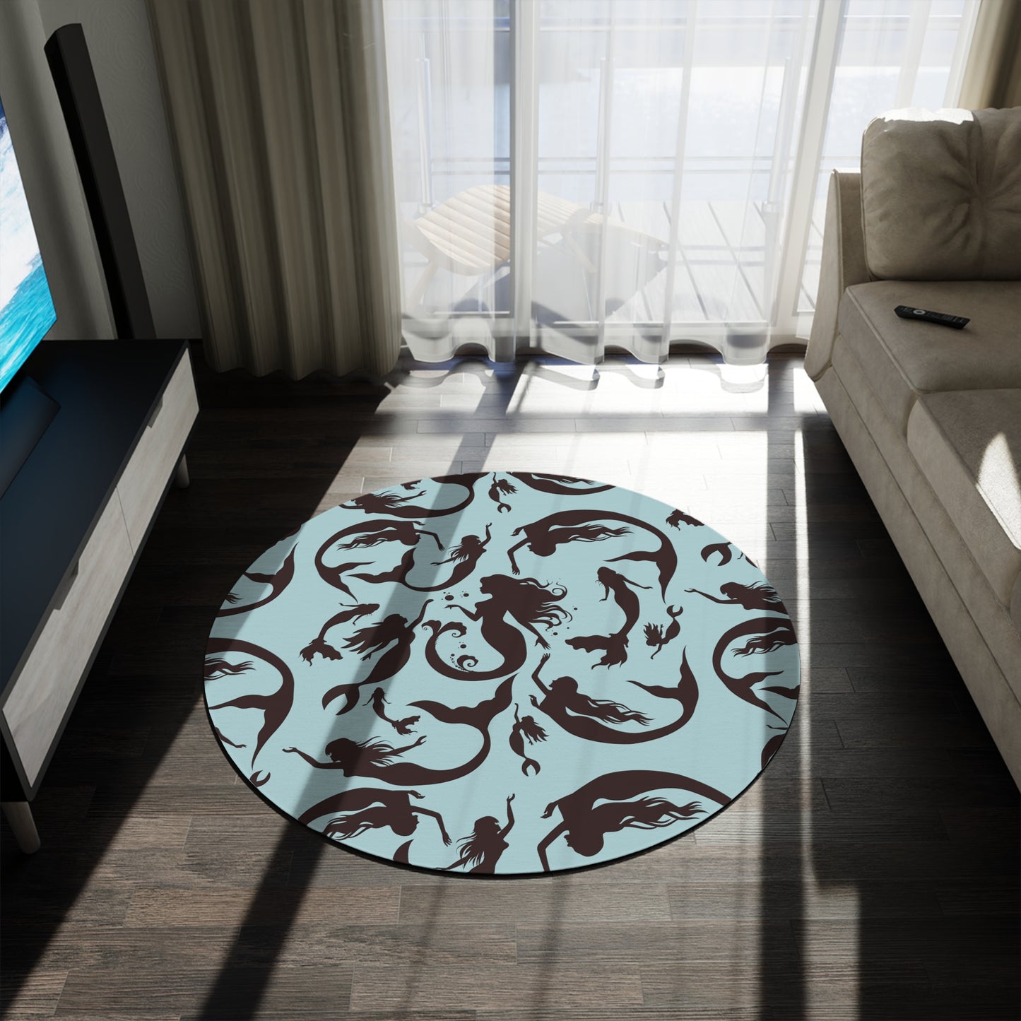 12 Mermaids Patterned Round Rug