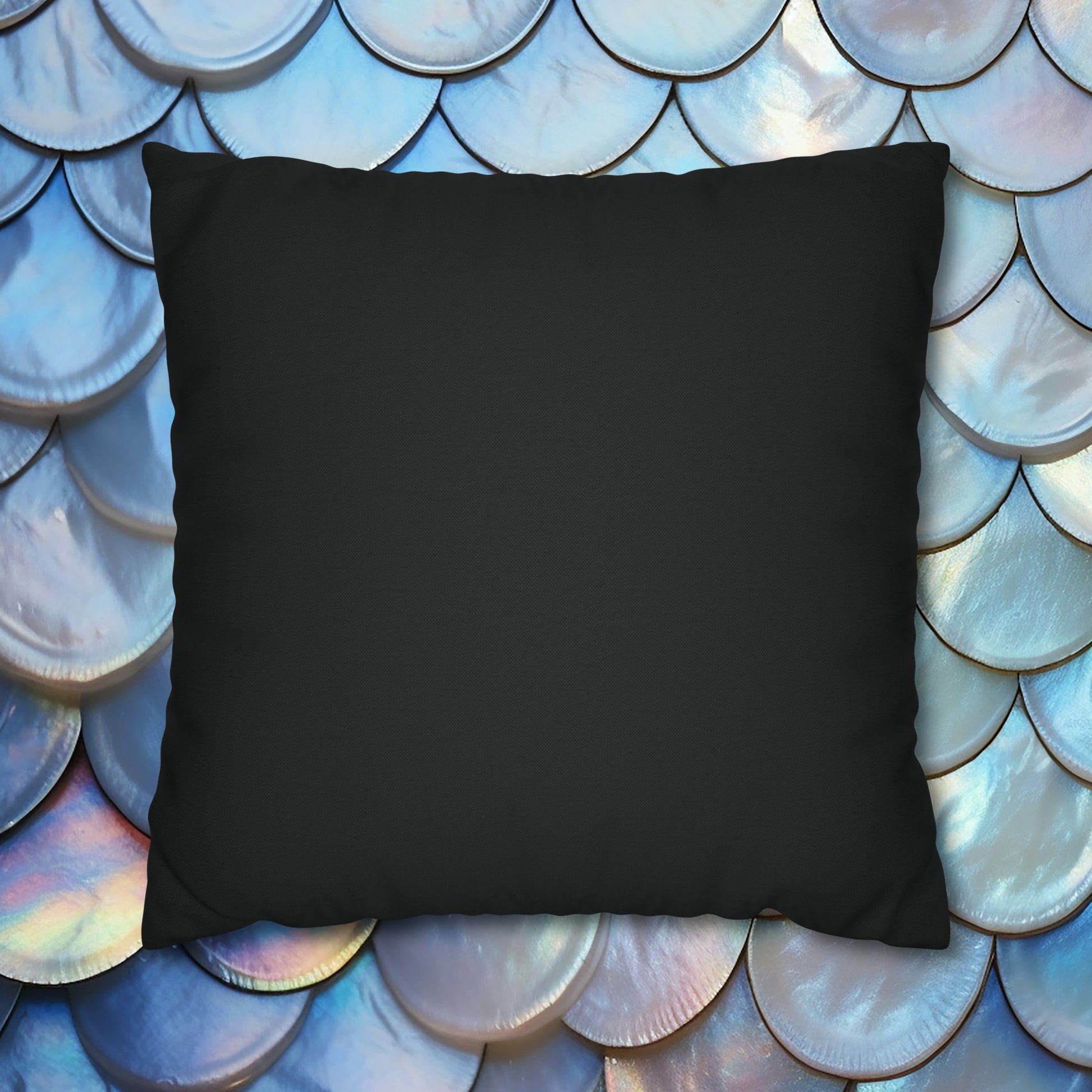 plain black square pillowcase front