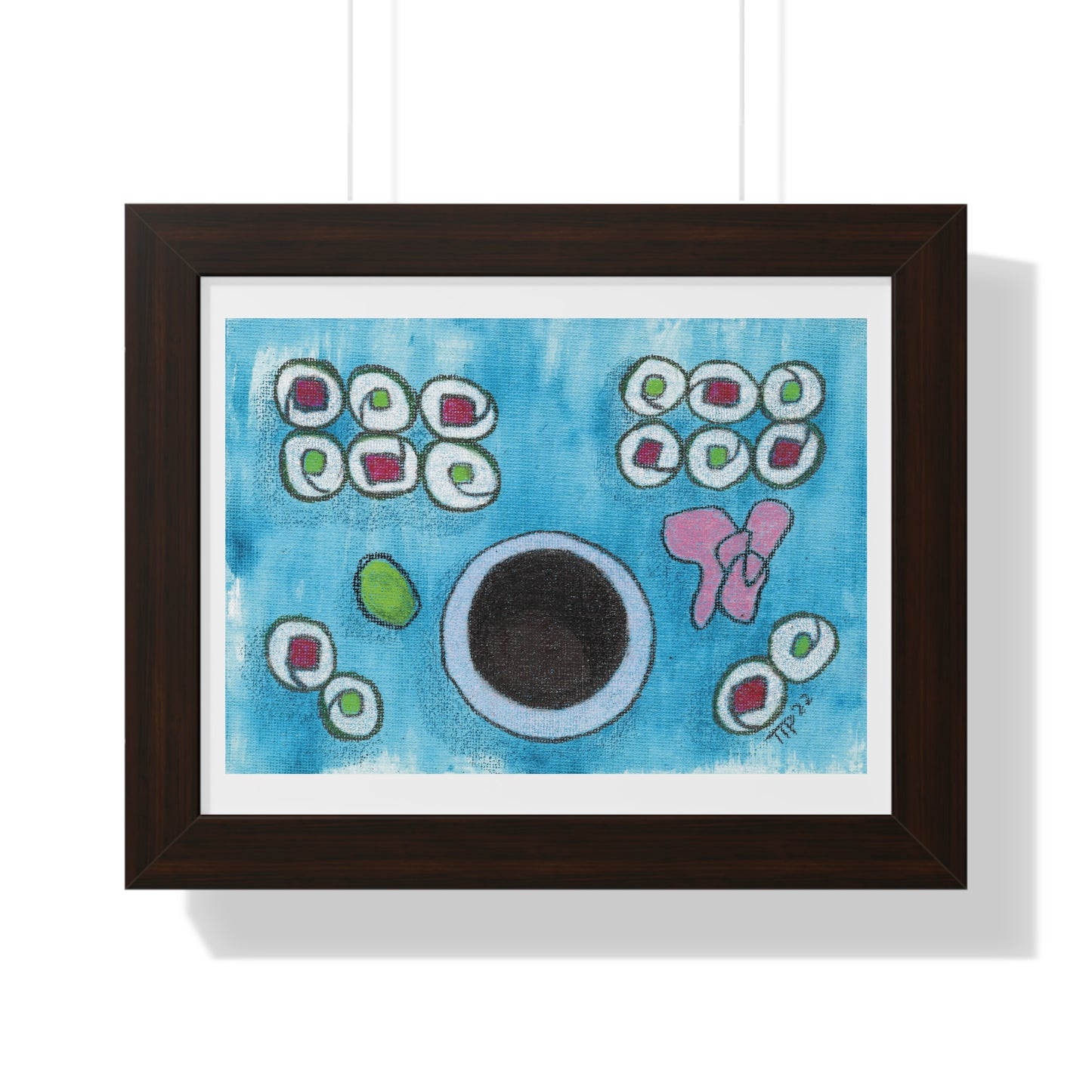 Sushi Blue Plate Special #3, Cucumber and Tuna Slim Rolls Framed Horizontal Poster