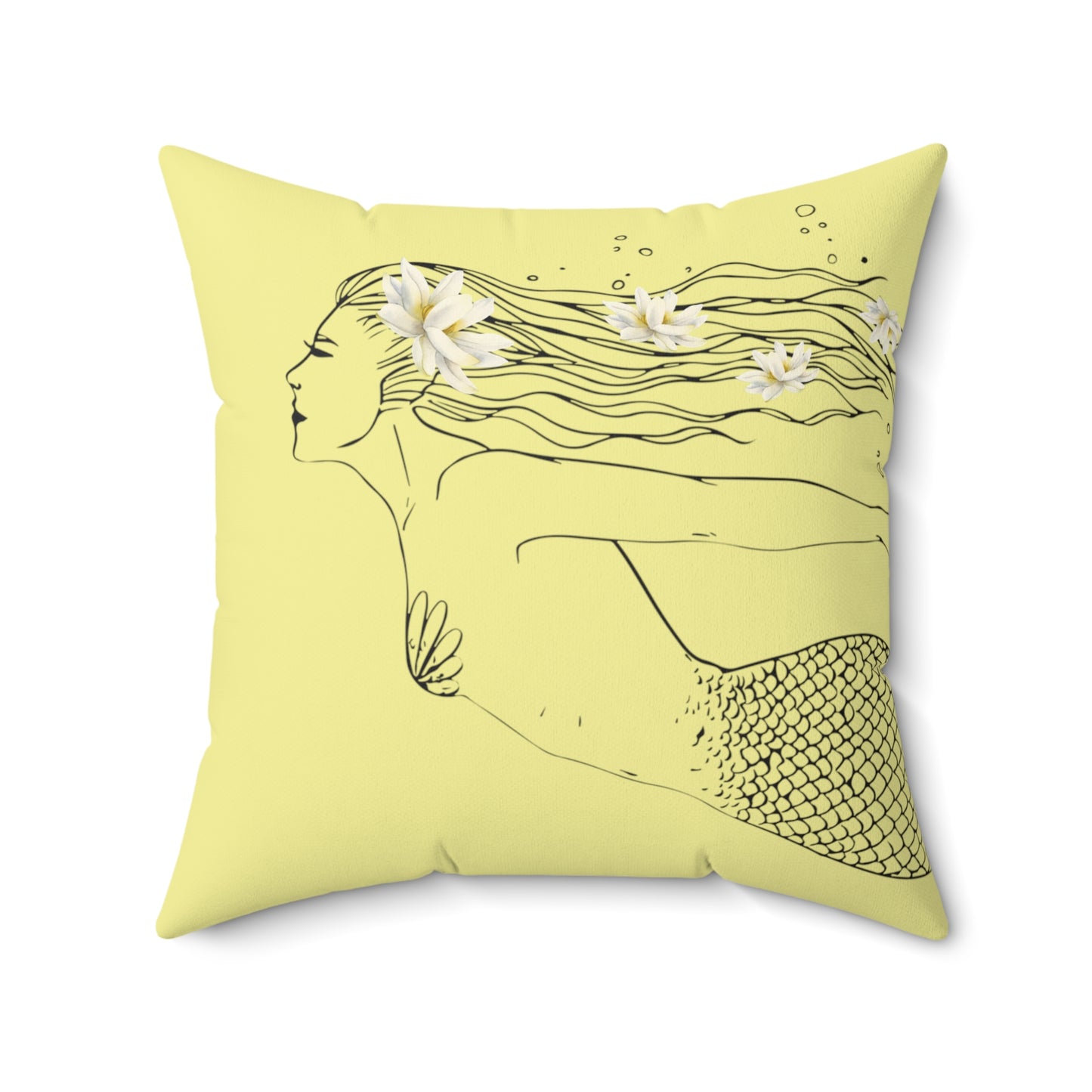 Makin' Waves at Lake Maxinkuckee Swimmer Mermaid (SUN) Spun Polyester Square Pillow