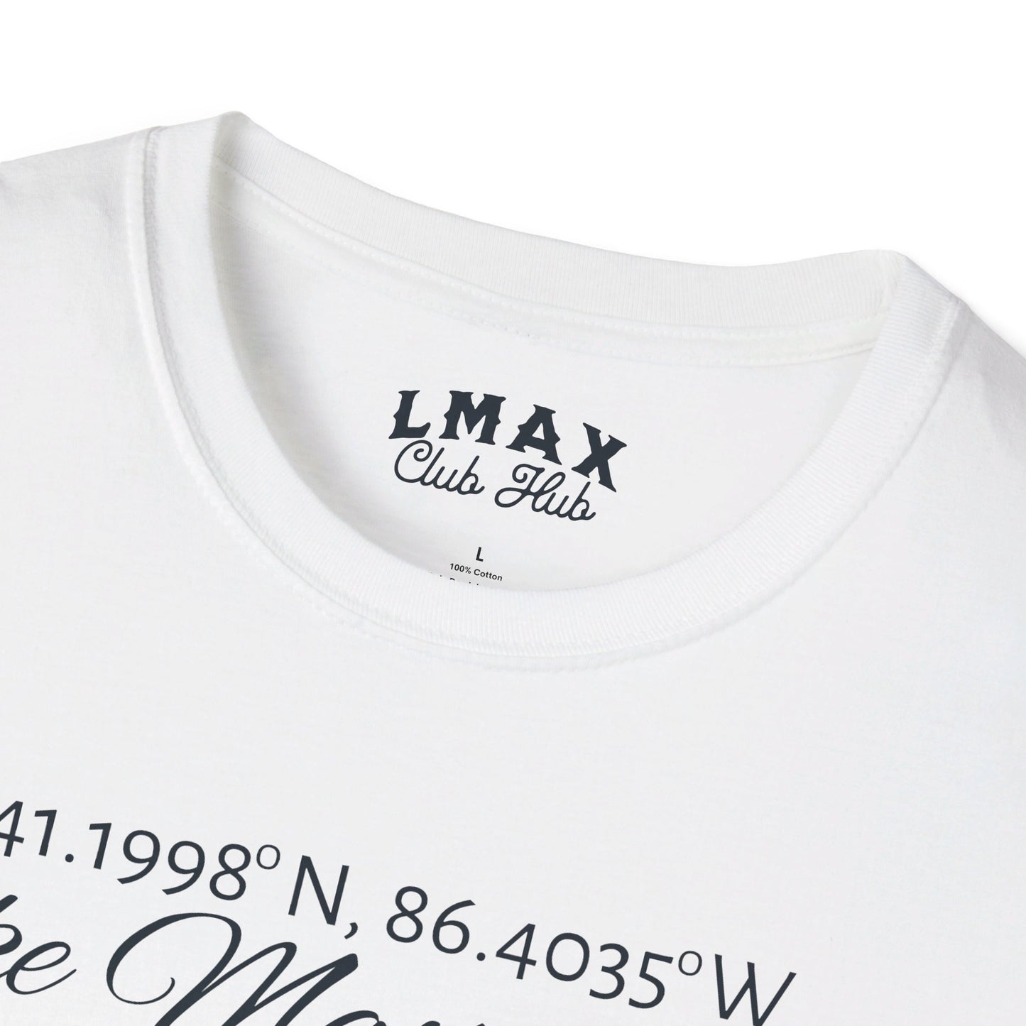 Lake Maxinkuckee Latitude/Longitude coordinates Unisex super soft tee for that Lake Life!