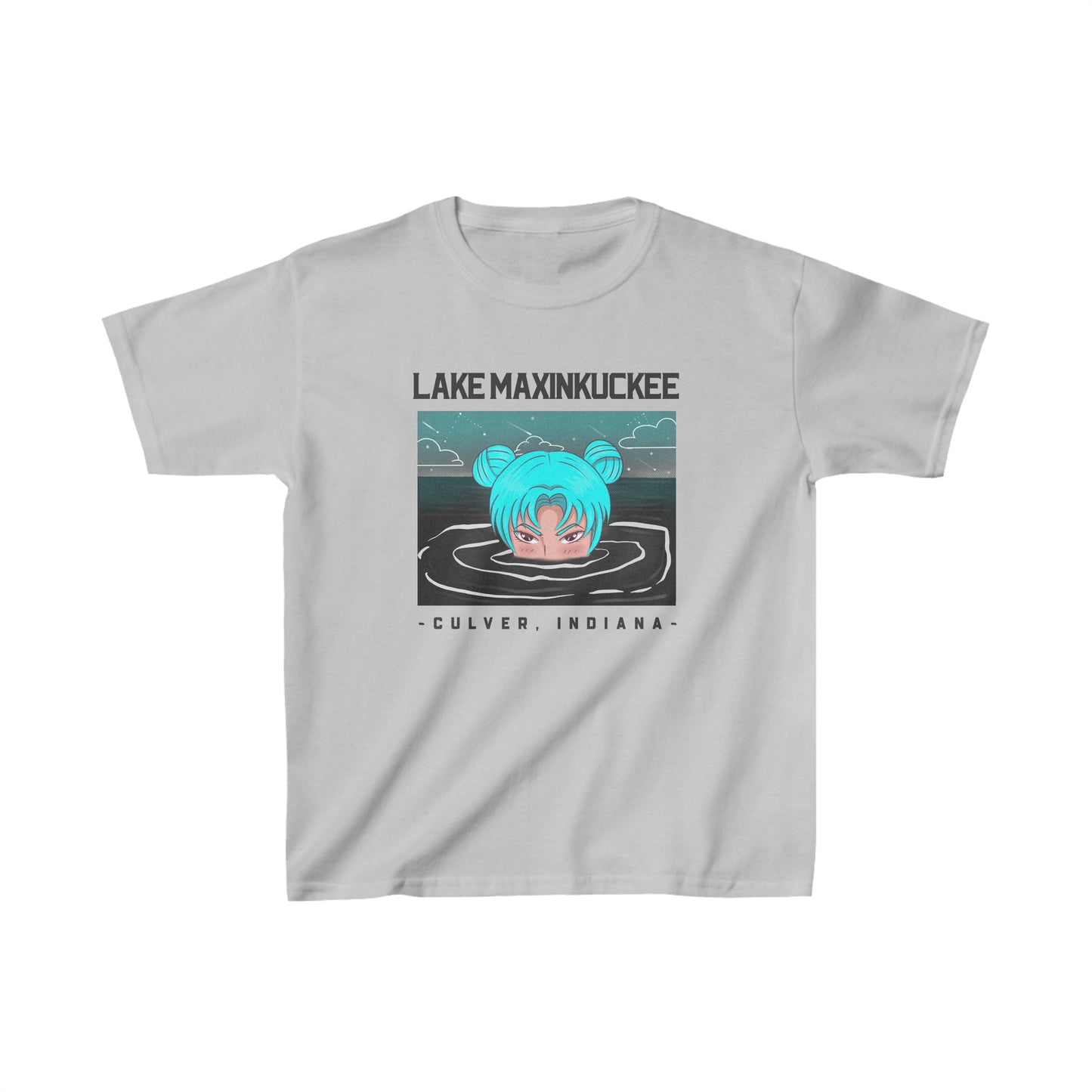 Lake Life Lake Maxinkuckee Culver Indiana Soaking Girl Graphic Kids Heavy Cotton™ Tee