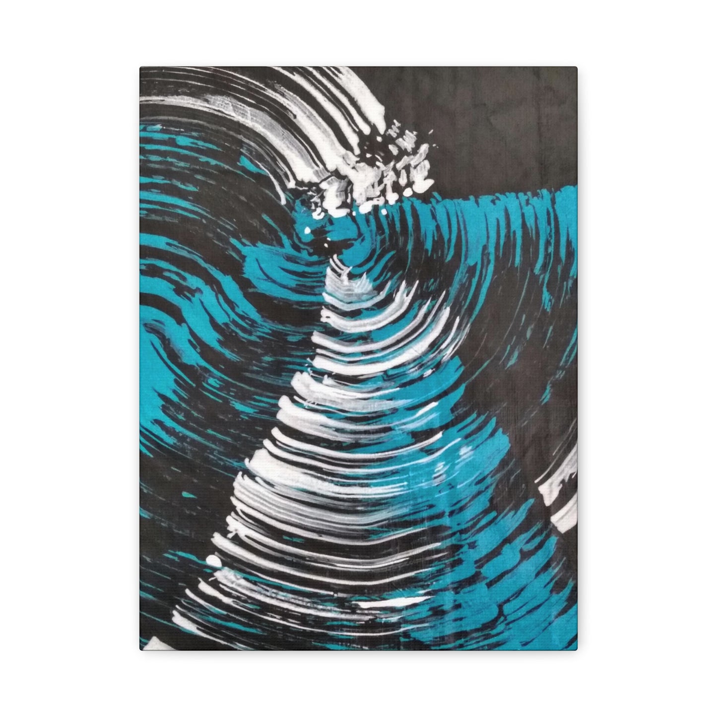 Jellyfish Slinky #11 abstract painting in black, white, turquoise, water themed wall art POD Canvas Gallery Wraps