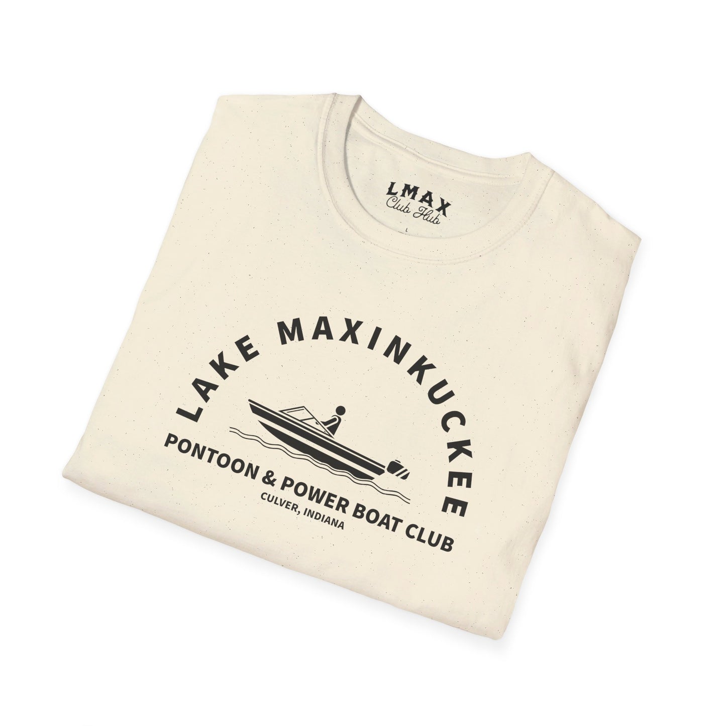 Lake Maxinkuckee Pontoon & Power Boat Club Black Print Unisex Softstyle T-Shirt