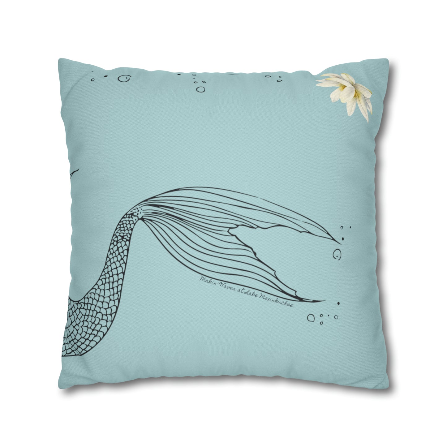 Makin' Waves at Lake Maxinkuckee Swimmer Mermaid (SKY) Spun Polyester Square Pillow Case