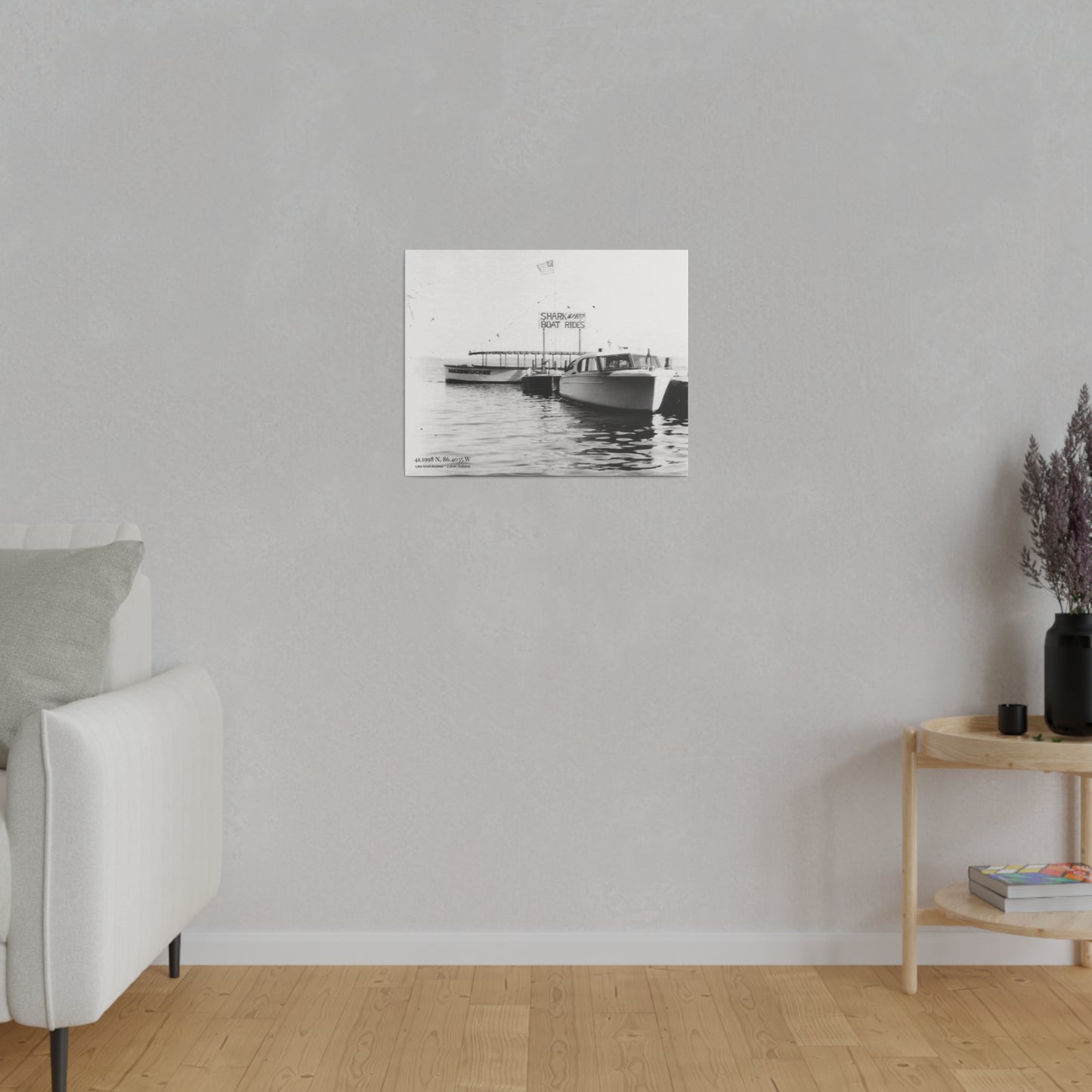 graphic of a vintage boat photo in black and white