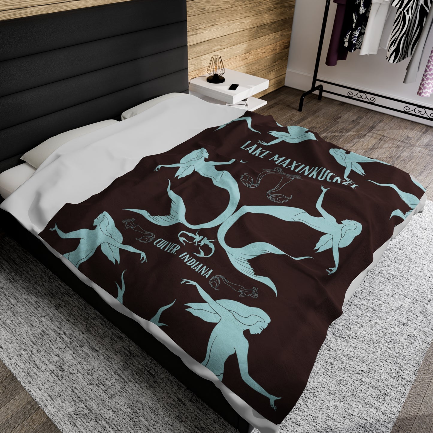 Mermaids in Silhouette (TWINSIES) Velveteen Plush Blanket