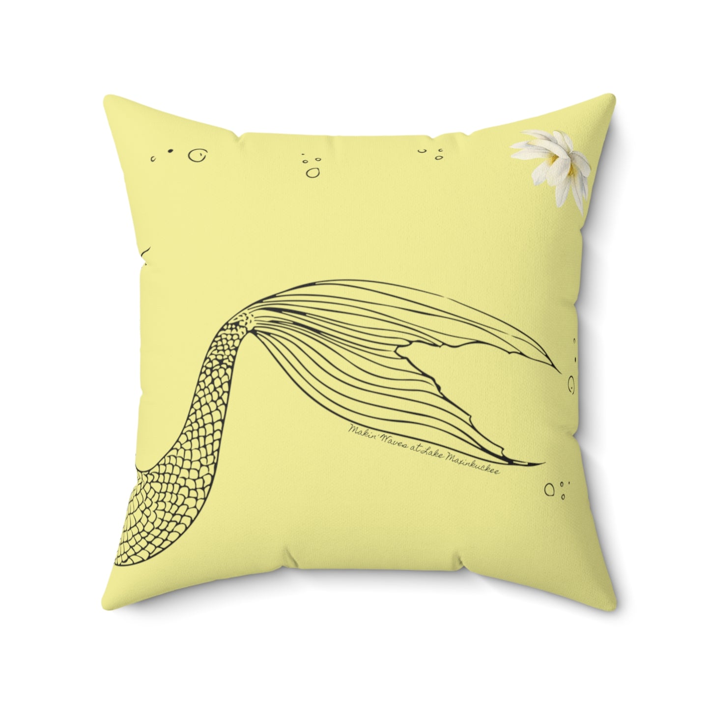 Makin' Waves at Lake Maxinkuckee Swimmer Mermaid (SUN) Spun Polyester Square Pillow