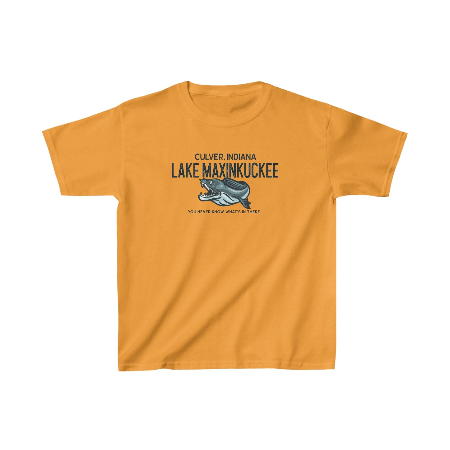 Lake Maxinkuckee What's in There graphic Kids Heavy Cotton™ Tee