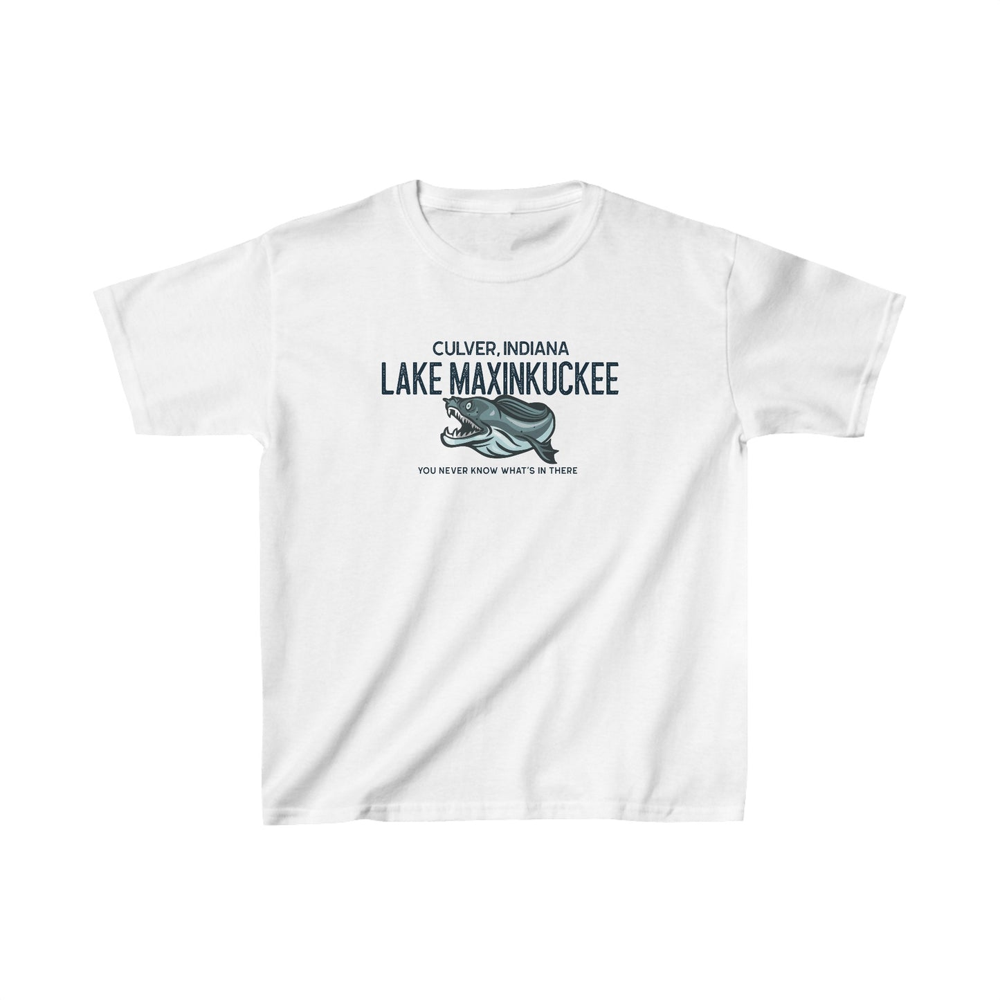 Lake Maxinkuckee What's in There graphic Kids Heavy Cotton™ Tee