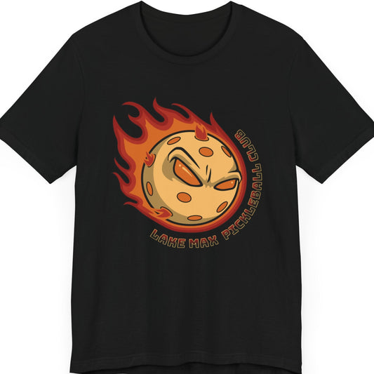 Lake Maxinkuckee Pickleball Club - Flaming Pickleball Unisex Tee in black