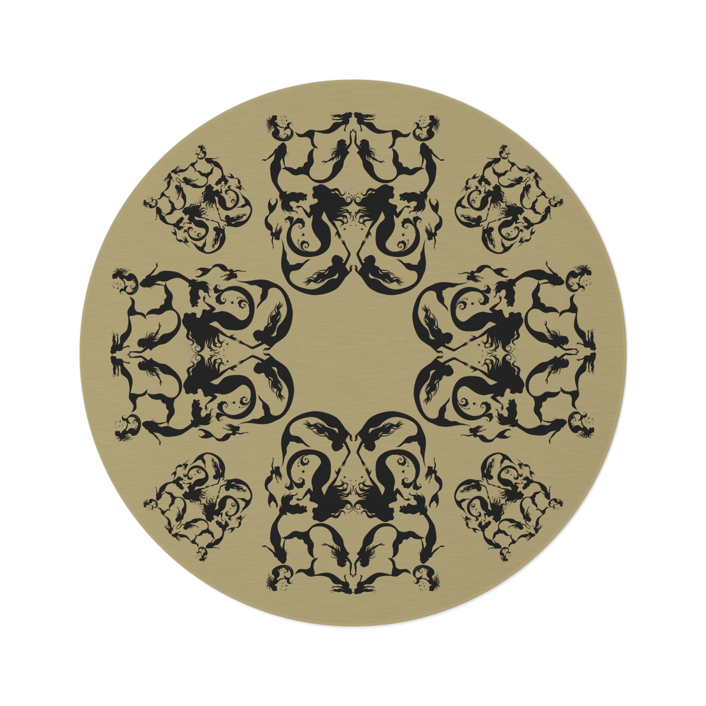 Mermaids in Silhouette Patterned Round Rug