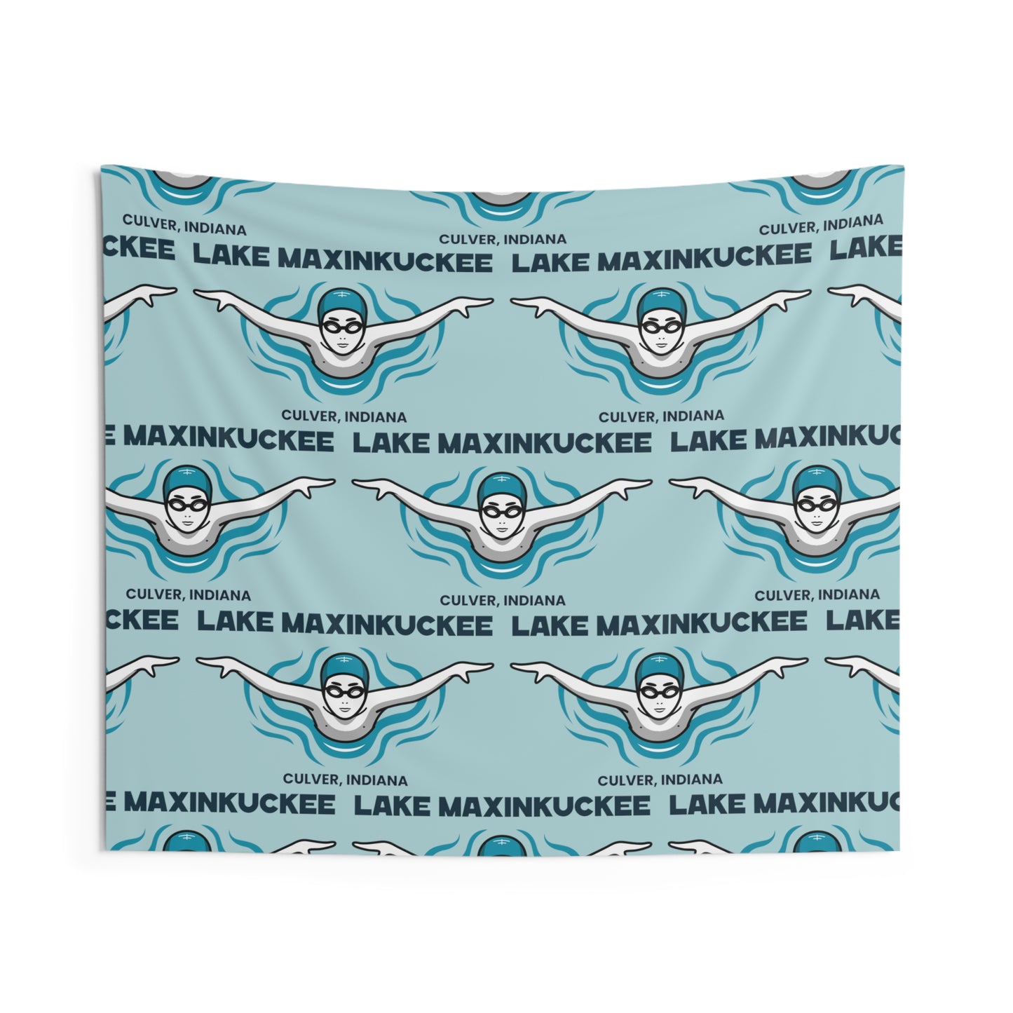 Lake Life Lake Maxinkuckee Culver Indiana Swimmer Graphic Indoor Wall Tapestries