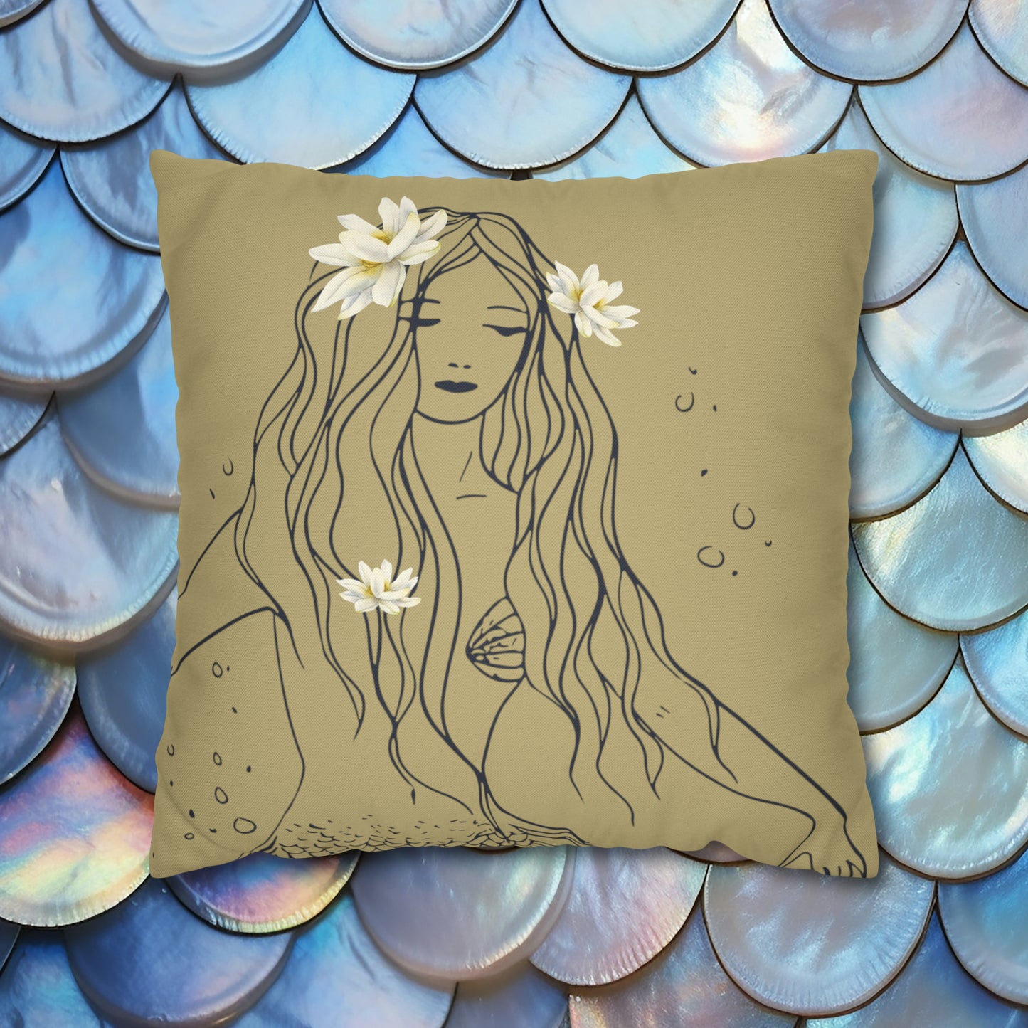 Chillax at Lake Max Drifter Mermaid (SAND) Spun Polyester Square Pillow Case