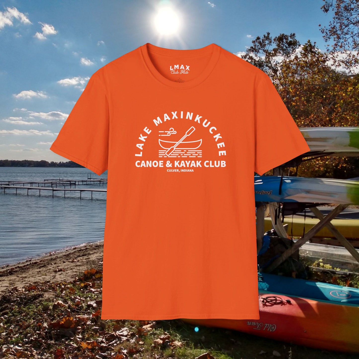 Lake Maxinkuckee Canoe & Kayak Club White Print Unisex Softstyle T-Shirt