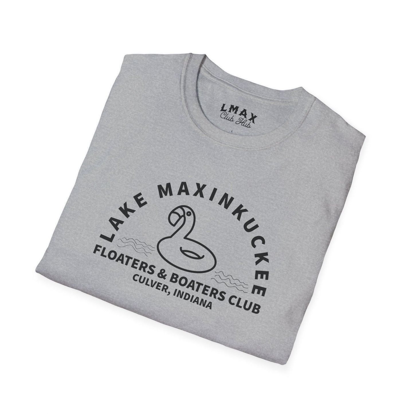 Lake Maxinkuckee Floaters & Boaters Club Black Print Unisex Softstyle Tee