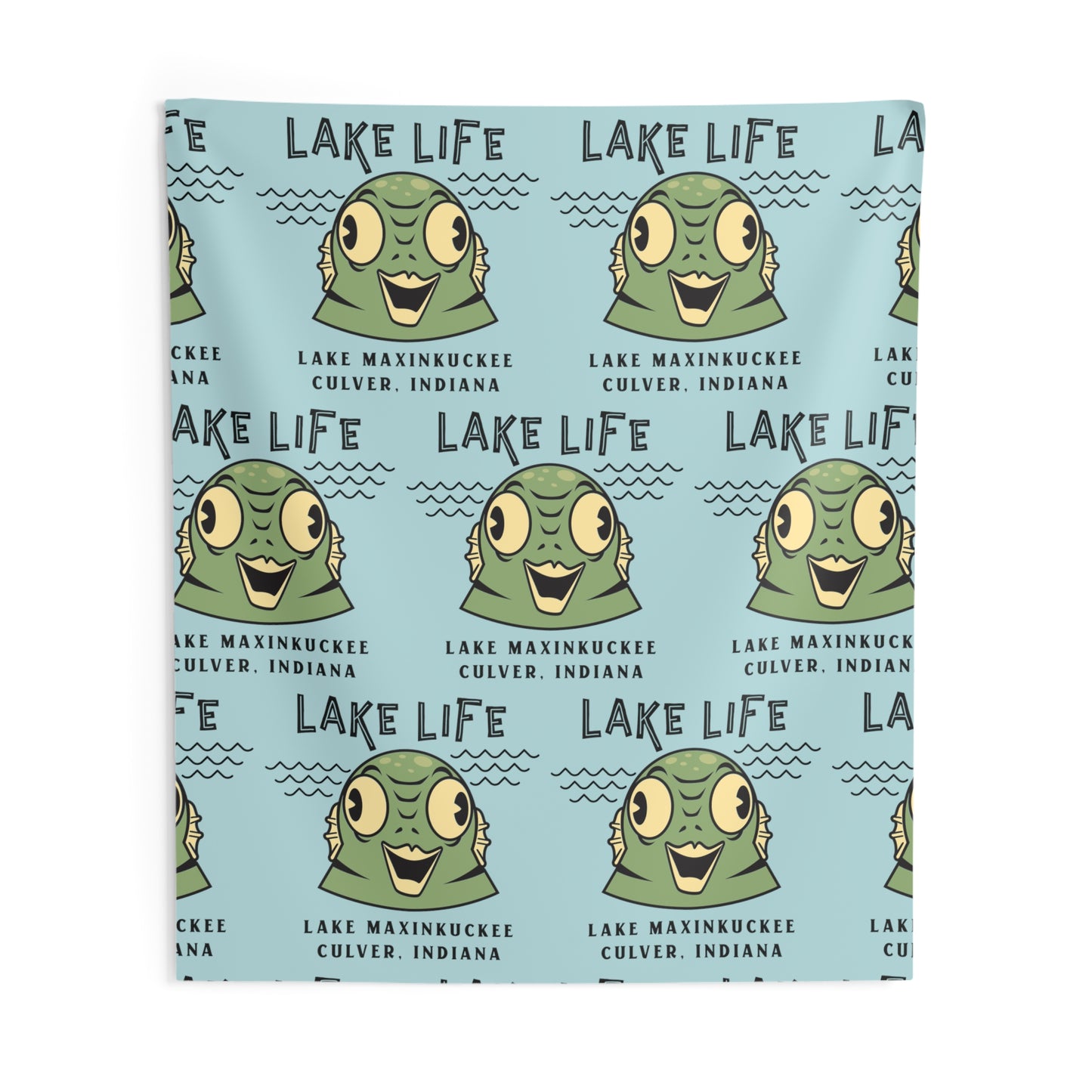 Lake Life Lake Maxinkuckee Culver Indiana Water Creature Graphic Indoor Wall Tapestries