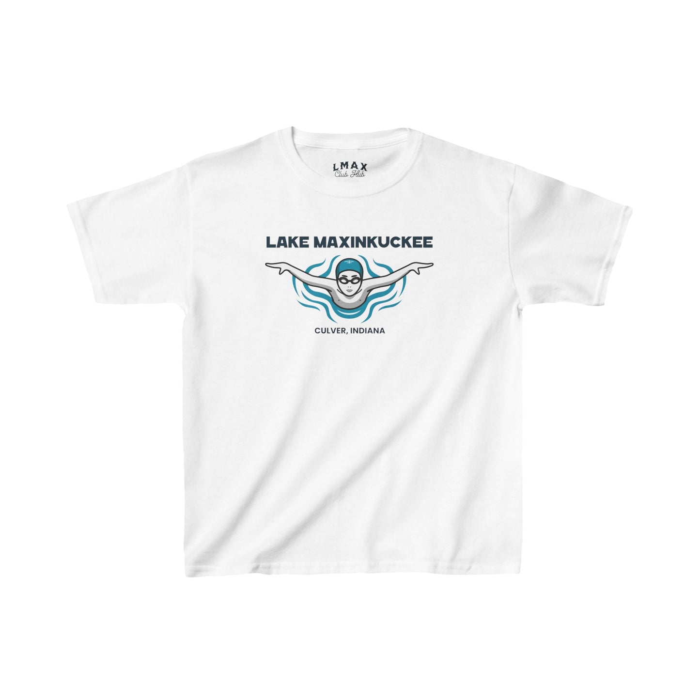 Lake Life Lake Maxinkuckee Culver Indiana Swimmer Graphic Kids Heavy Cotton™ Tee