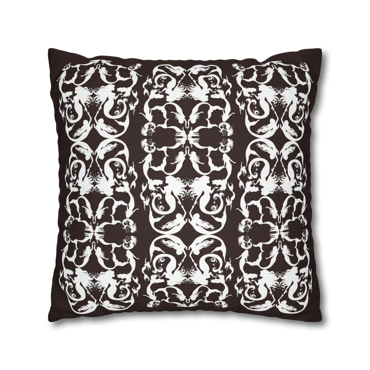 Mermaids in Silhouette (WHITE/EARTH) Spun Polyester Square Pillow Case