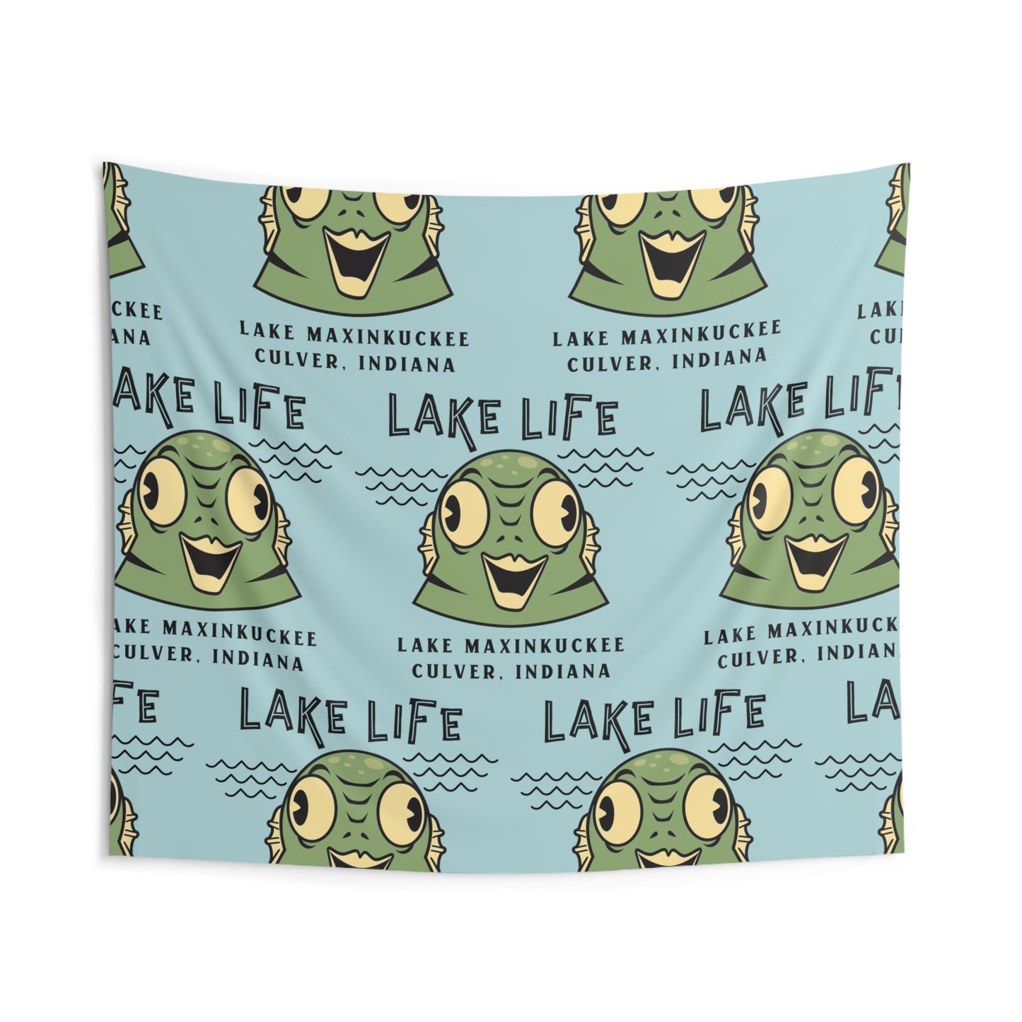 Lake Life Lake Maxinkuckee Culver Indiana Water Creature Graphic Indoor Wall Tapestries