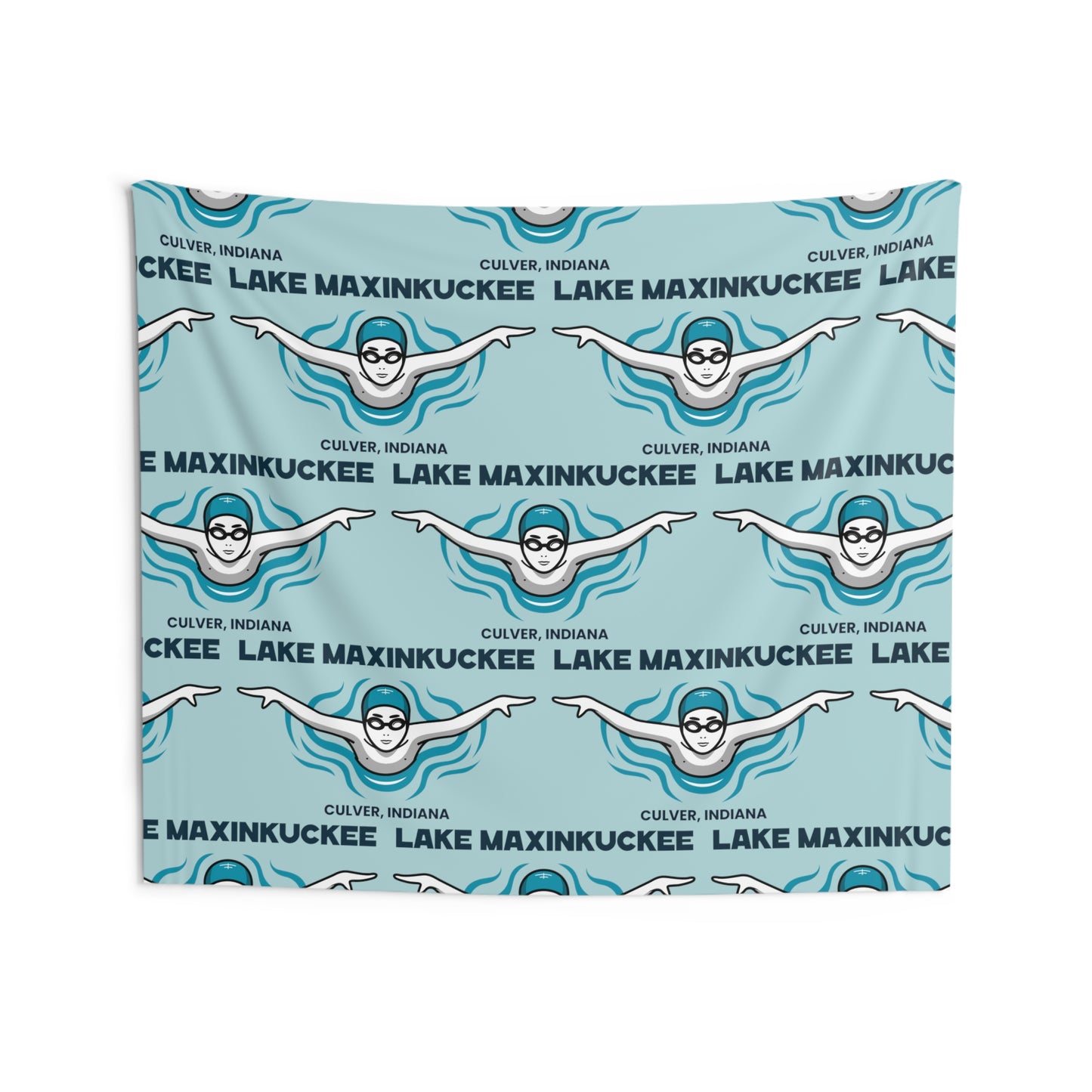 Lake Life Lake Maxinkuckee Culver Indiana Swimmer Graphic Indoor Wall Tapestries