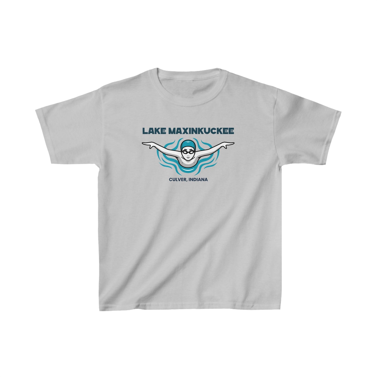 Lake Life Lake Maxinkuckee Culver Indiana Swimmer Graphic Kids Heavy Cotton™ Tee