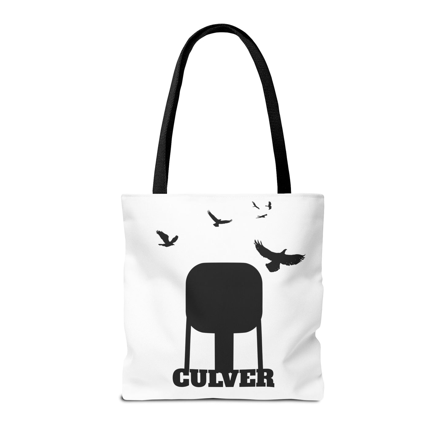 Culver Water Tower with Turkey Vultures in Black Silhouette Tote Bag (AOP)