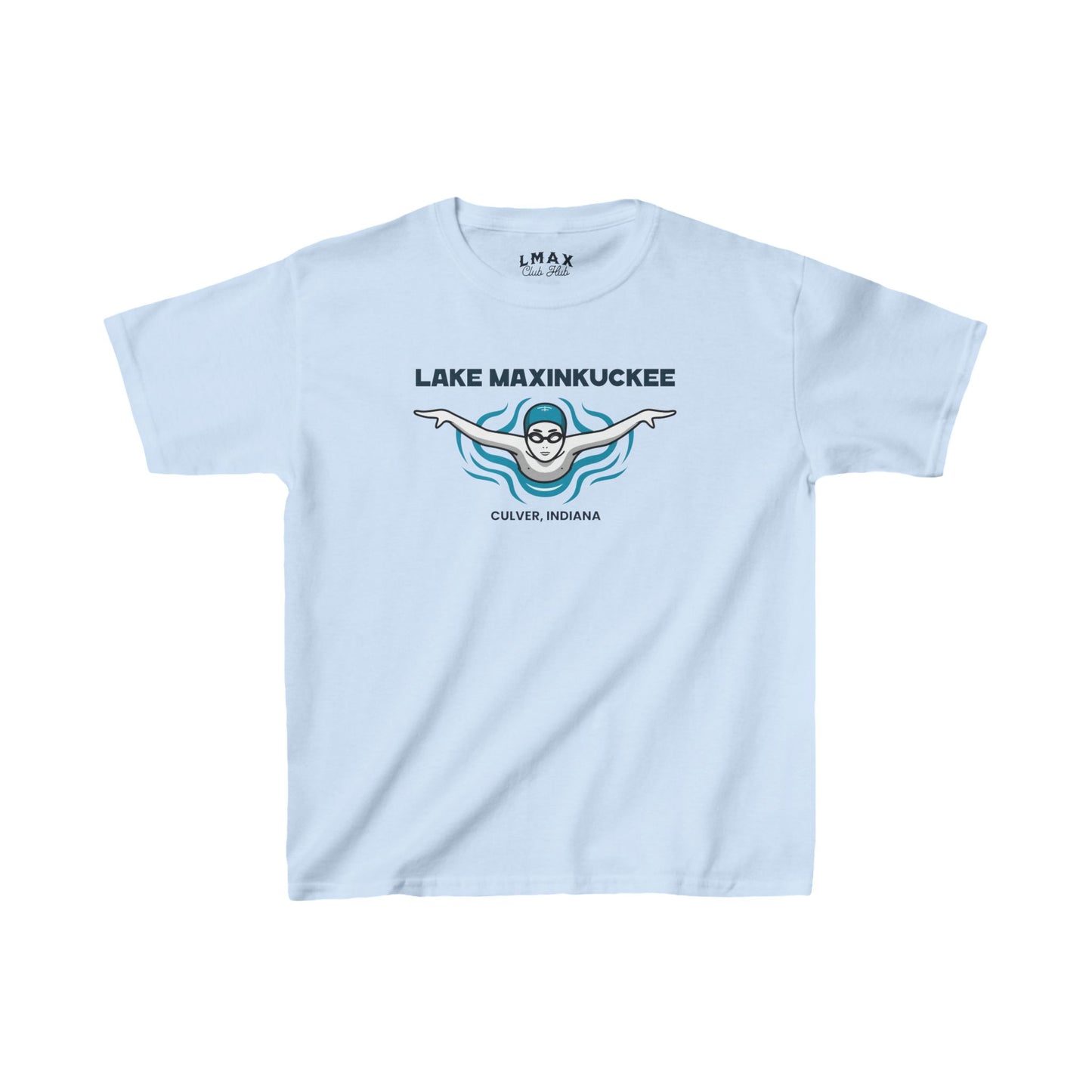 Lake Life Lake Maxinkuckee Culver Indiana Swimmer Graphic Kids Heavy Cotton™ Tee