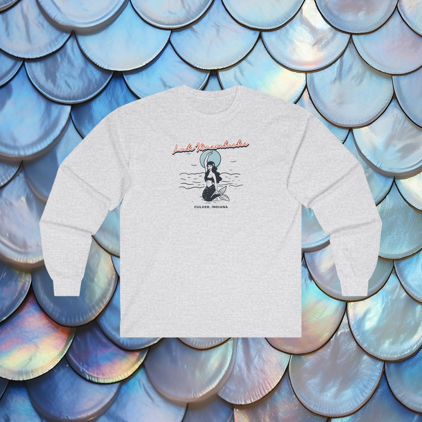 Lake Maxinkuckee Culver Indiana Mermaid Waving Long Sleeve Shirt